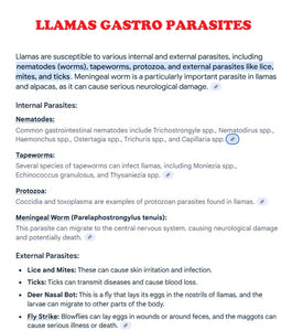 ELIMINA LOS PARASITOS INTESTINALES DE Alpaca Llama camellos - Anti-parasitos Anti-gusanos estomacales - Made in USA