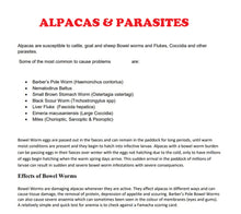 ELIMINA LOS PARASITOS INTESTINALES DE Alpaca Llama camellos - Anti-parasitos Anti-gusanos estomacales - Made in USA