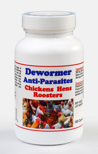 De-Wormer & anti parasites for Chickens & Rooster | 100 Capsules | MADE IN USA