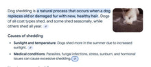 STOP HAIR SHEDDING FOR DOGS AND CATS NATURALLY - PREVENT HAIR SHEDDING ON PETS - MADE IN USA