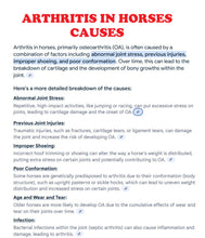 PARAR EL DOLOR DE ARTRITIS EN LOS CABALLOS - ELIMINAR EL DOLOR DE ARTRITIS EN CABALLOS - MADE IN USA