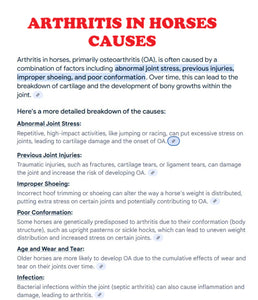 PARAR EL DOLOR DE ARTRITIS EN LOS CABALLOS - ELIMINAR EL DOLOR DE ARTRITIS EN CABALLOS - MADE IN USA
