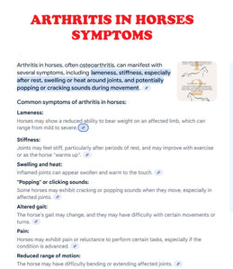PARAR EL DOLOR DE ARTRITIS EN LOS CABALLOS - ELIMINAR EL DOLOR DE ARTRITIS EN CABALLOS - MADE IN USA